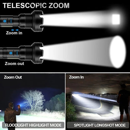 Lampe torche tactique rechargeable à LED 90 000 lumens