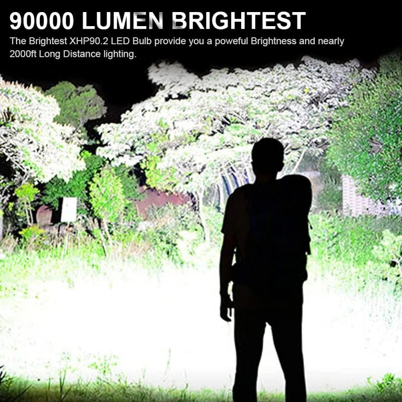 Lampe torche tactique rechargeable à LED 90 000 lumens