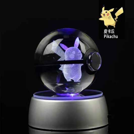 Collector's Edition Pokemon Crystal Ball 3D Figuren Pokémon Gravurmodell mit LED-Licht 