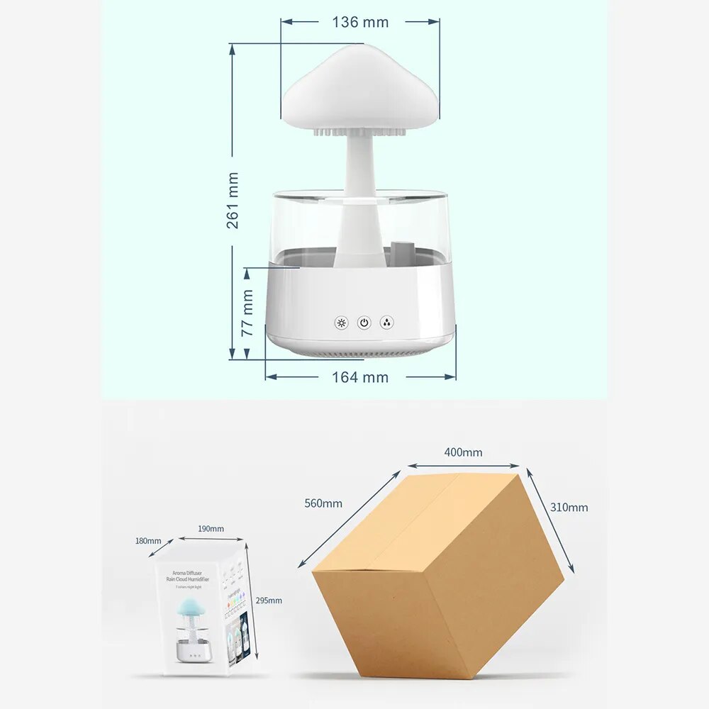 Humidificateur et diffuseur à effet pluie apaisant 