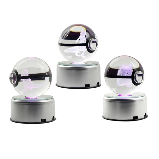 Collector's Edition Pokemon Crystal Ball 3D Figuren Pokémon Gravurmodell mit LED-Licht 